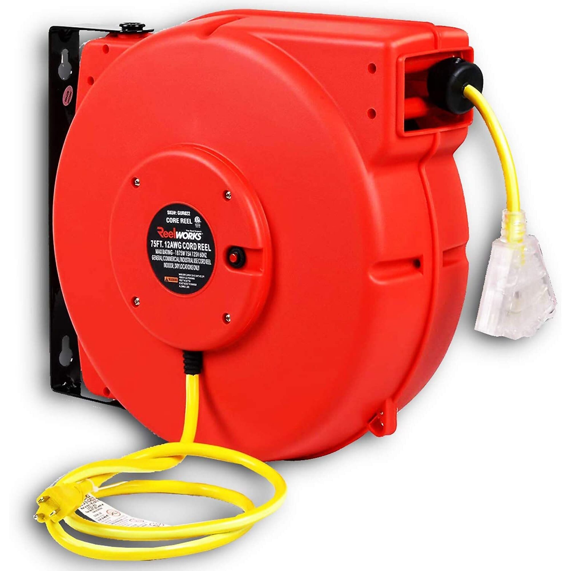 ReelWorks, Extension Cord Reel 12AWG x 80ft., Length 80 ft, Cable Gauge 12 Model# TRI-GUR022